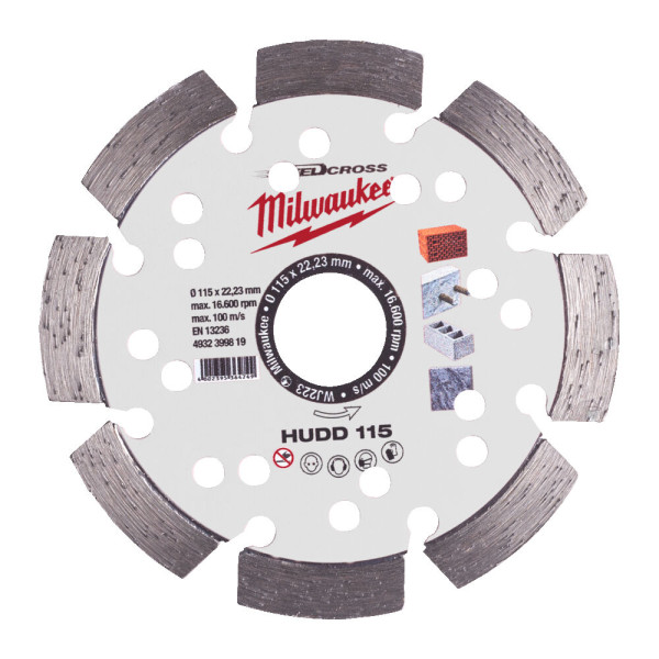 Диск алмазний Speedcross MILWAUKEE HUDD 115, діаметр 115мм (залізобетон, граніт)