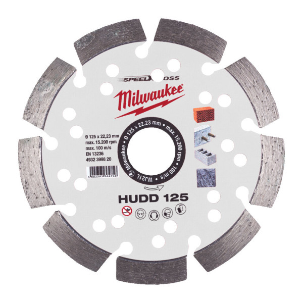 Диск алмазний Speedcross MILWAUKEE HUDD 125, діаметр 125мм (залізобетон, граніт)