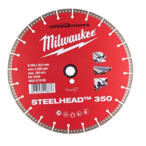 Диск алмазний Speedcross STEELHEAD 350 MILWAUKEE, діаметр 350мм, (метал, нержавійка)