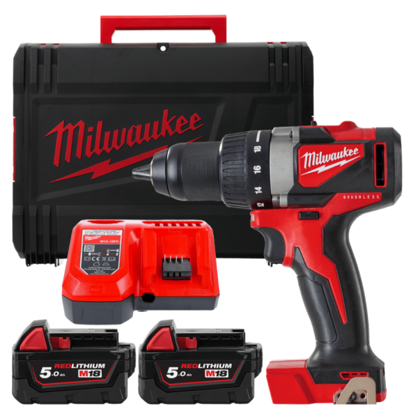 Дриль-шуруповерт акумуляторний безщітковий MILWAUKEE, M18 BLDD2-502X, 82Нм (зарядний пристрій М12-18 FС, 2 акумулятори М18 В5 5А Дриль-шуруповерт акумуляторний безщітковий MILWAUKEE, M18 BLDD2-502X, 82Нм (зарядний пристрій М12-18 FС, 2 акумулятори М18 В5 5А