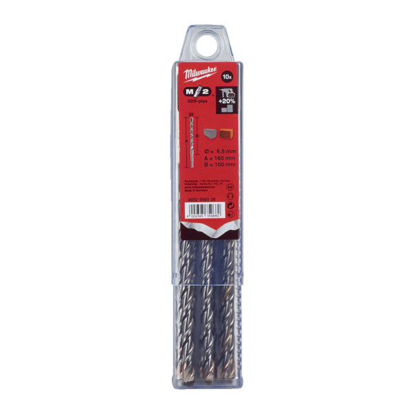 Бур SDS-PLUS M2 MILWAUKEE, діаметр 6,5х160х100мм, (10шт), пластикова коробка Бур SDS-PLUS M2 MILWAUKEE, діаметр 6,5х160х100мм, (10шт), пластикова коробка