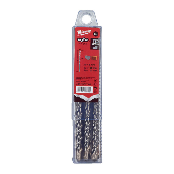 Бур SDS-PLUS M2 MILWAUKEE, діаметр 6,0х110х50мм, (10шт), пластикова коробка Бур SDS-PLUS M2 MILWAUKEE, діаметр 6,0х110х50мм, (10шт), пластикова коробка