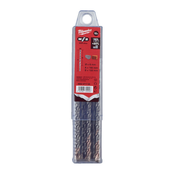 Бур SDS-PLUS M2 MILWAUKEE, діаметр 6,0х160х100мм, (10шт), пластикова коробка Бур SDS-PLUS M2 MILWAUKEE, діаметр 6,0х160х100мм, (10шт), пластикова коробка