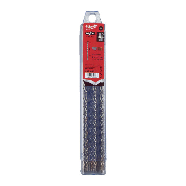 Бур SDS-PLUS M2 MILWAUKEE, діаметр 6,0х210х150мм, (10шт), пластикова коробка Бур SDS-PLUS M2 MILWAUKEE, діаметр 6,0х210х150мм, (10шт), пластикова коробка