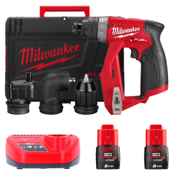 Дриль-шуруповерт акумуляторний безщітковий MILWAUKEE, M12 FDDXKIT-202X, 34Нм (зарядний пристрій С12 С, 2 акумулятор М12 В2 2Аг,