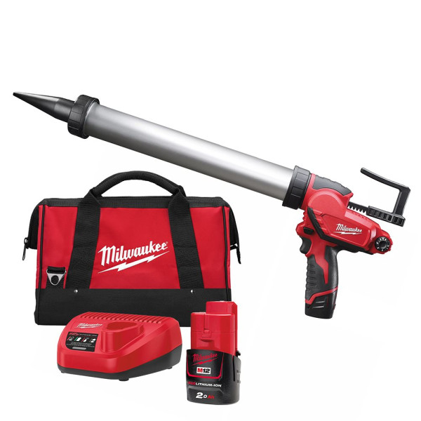 Пістолет для герметиків акумуляторний MILWAUKEE, M12 PCG/400A-201B, 400мл (зарядний пристрій, 1 акумулятор М12 В2 2Ач, алюмінієв Пістолет для герметиків акумуляторний MILWAUKEE, M12 PCG/400A-201B, 400мл (зарядний пристрій, 1 акумулятор М12 В2 2Ач, алюмінієв