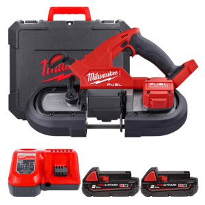 Пила стрічкова акумуляторна MILWAUKEE, M18 FBS85-202C (зарядний пристрій M12-18 FC, 2 акумулятори М18 В2 2Аг, аксесуари, кейс)