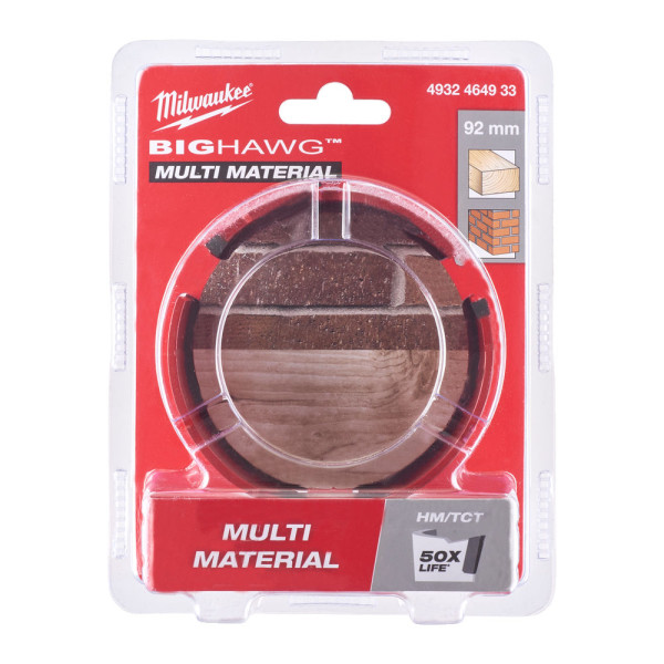 Коронка по мультіматеріалам BIG HAWG TCT MILWAUKEE, діаметр 92мм