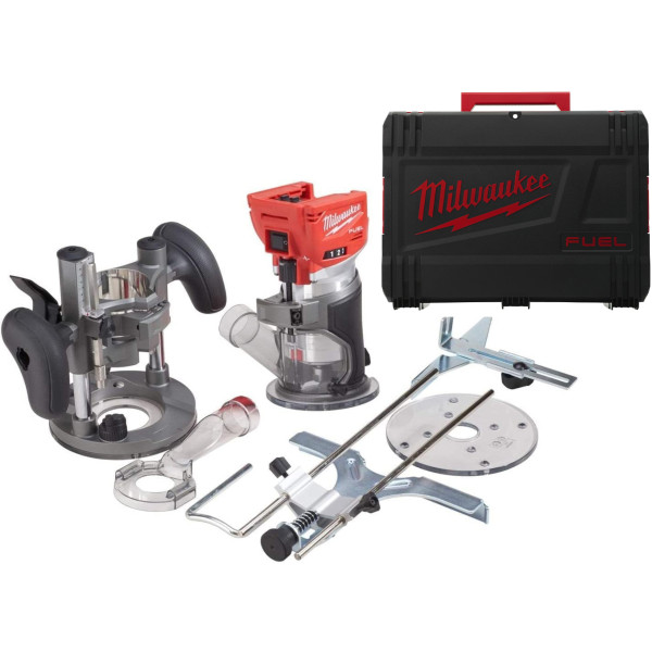 Фрезер кромкувальний акумулятрний MILWAUKEE, M18 FTR8-0X, цанга 6/8мм (насадки для відалення пилу 2шт, накладка 146мм, цанга 1х6