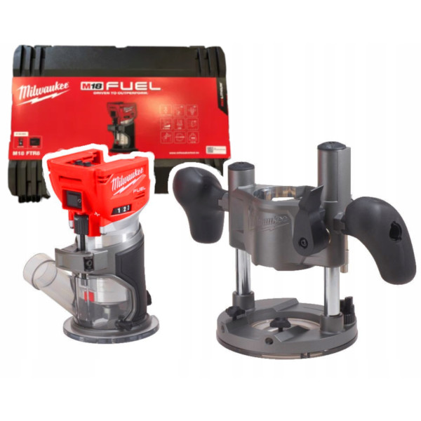Фрезер кромкувальний акумулятрний MILWAUKEE, M18 FTR8-0X, цанга 6/8мм (насадки для відалення пилу 2шт, накладка 146мм, цанга 1х6
