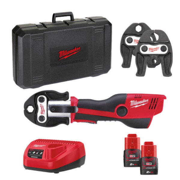 Обтискач гідравлічний акумуляторний для труб MILWAUKEE, M12 HPT-202C V-SET2 (зарядний пристрій С12 С, 2 акумулятори М12 В2 2Аг, Обтискач гідравлічний акумуляторний для труб MILWAUKEE, M12 HPT-202C V-SET2 (зарядний пристрій С12 С, 2 акумулятори М12 В2 2Аг,