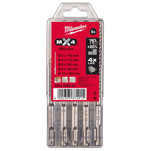 Набір бурів SDS-PLUS MX4 MILWAUKKEE, (5шт) Набір бурів SDS-PLUS MX4 MILWAUKKEE, (5шт)