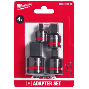 Набір перехідників ударних ShW 3/8"-1/4"; 3/8"-1/2"; 1/2"-3/8"; 1/2"-3/4" MILWAUKEE, (4шт)