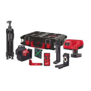 Нівелір лазерний 3D акумуляторний MILWAUKEE, M12 3PLKIT-401P (360 градусів, зелений промінь)