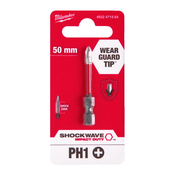 Біта SHOCKWAVE MILWAUKEE, PH1, 50мм Біта SHOCKWAVE MILWAUKEE, PH1, 50мм