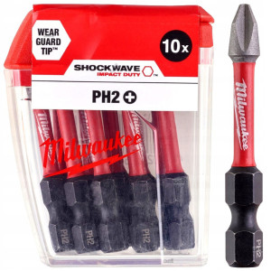 Біта SHOCKWAVE MILWAUKEE, PH2, 50мм, (10шт), пласт...