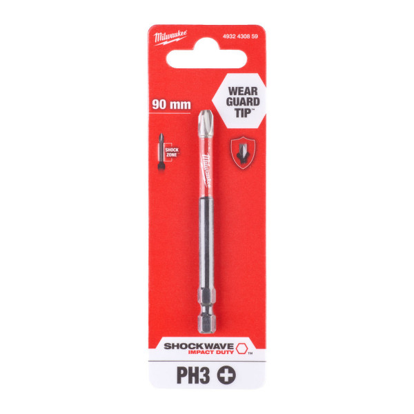 Біта SHOCKWAVE MILWAUKEE, PH3, 90мм Біта SHOCKWAVE MILWAUKEE, PH3, 90мм