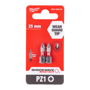 Біта SHOCKWAVE MILWAUKEE, PZ1, 25мм, (2шт) (заміна на 4932500355)
