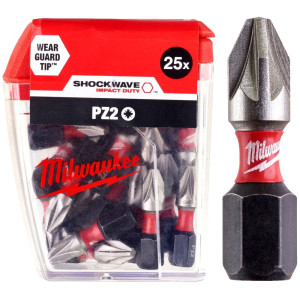 Біта SHOCKWAVE MILWAUKEE, PZ2, 25мм, (25шт), пласт...