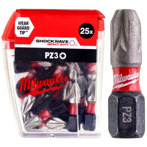 Біта SHOCKWAVE MILWAUKEE, PZ3, 25мм, (25шт), пласт...