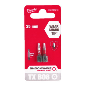 Біта SHOCKWAVE MILWAUKEE, TX BO8, 25мм, (2шт) (заміна на 4932500370)