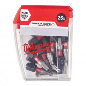 Біта SHOCKWAVE MILWAUKEE, TX20, 25мм, (25шт), пластикова коробка