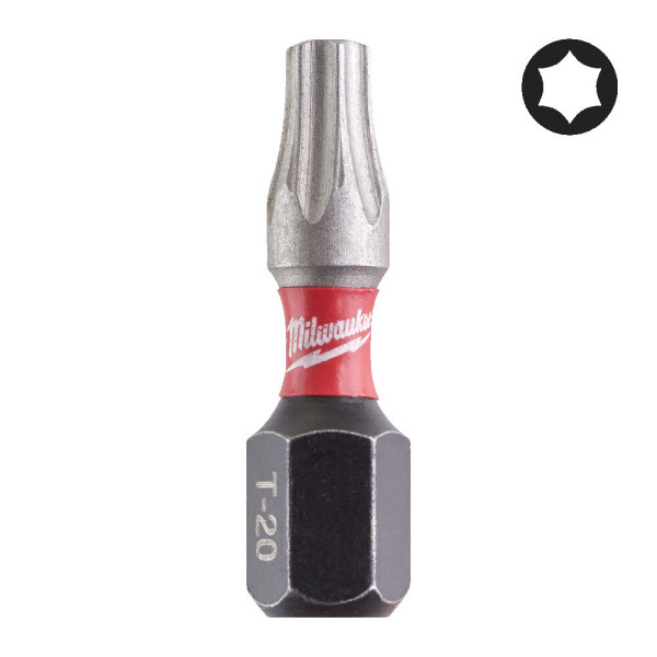 Біта SHOCKWAVE MILWAUKEE, TX20, 25мм, (25шт), пластикова коробка