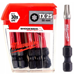 Біта SHOCKWAVE MILWAUKEE, TX25, 50мм, (10шт), плас...