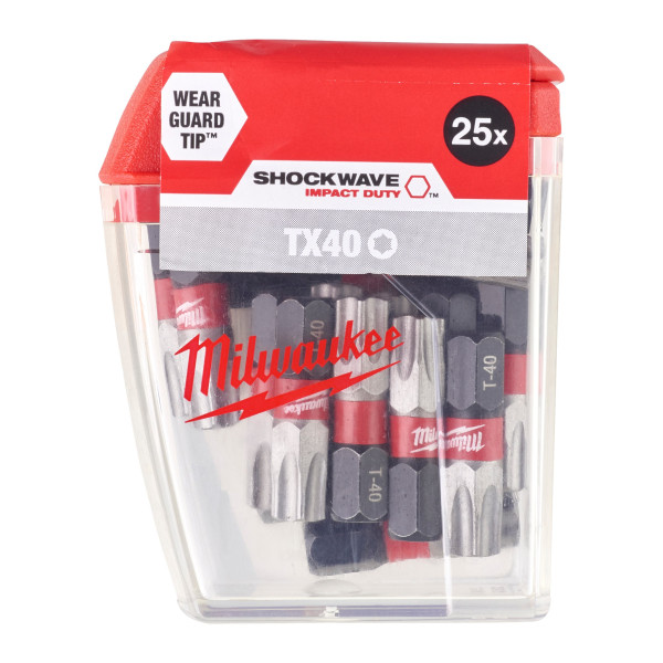 Біта SHOCKWAVE MILWAUKEE, TX40, 25мм, (25шт), пластикова коробка