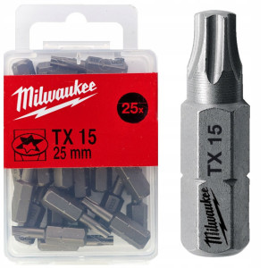 Біта MILWAUKEE, TX15, 25мм, (25шт), пластикова кор...