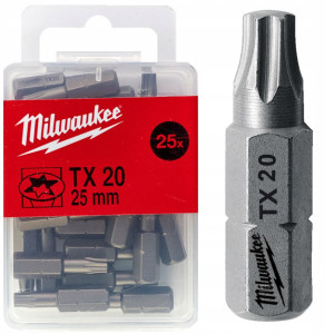 Біта MILWAUKEE, TX20, 25мм, (25шт), пластикова кор...