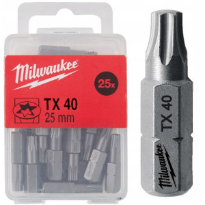 Біта MILWAUKEE, TX40, 25мм, (25шт), пластикова кор...