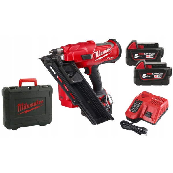 Пістолет цвяхозабивний акумуляторний безщітковий MILWAUKEE M18 FFNS-502C (зарядний пристрій M12-M18 FC, 2 акумулятори M18 B5 5Аг Пістолет цвяхозабивний акумуляторний безщітковий MILWAUKEE M18 FFNS-502C (зарядний пристрій M12-M18 FC, 2 акумулятори M18 B5 5Аг