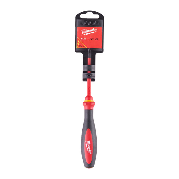 Викрутка VDE діелектрична тонка MILWAUKEE PZ1х80мм Викрутка VDE діелектрична тонка MILWAUKEE PZ1х80мм