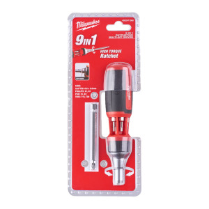 Викрутка з тріскачкою універсальна 9-в-1 (PH1, PH2, PZ1, PZ2, Torx15, Torx20, SL5.5) MILWAUKEE