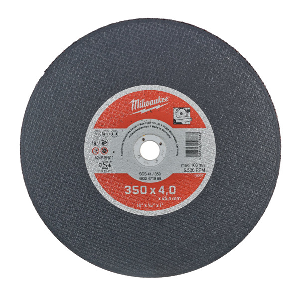 Диск відрізний по металу MILWAUKEE, SCS 41/350х4 PRO+, діаметр 350мм Диск відрізний по металу MILWAUKEE, SCS 41/350х4 PRO+, діаметр 350мм