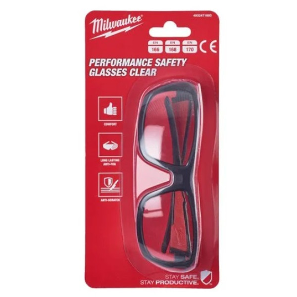 Окуляри захисні PERFORMANCE MILWAUKEE, з покриттям AS/AF (прозорі) (48 шт)