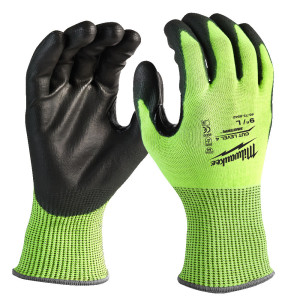 Рукавиці робочі сигнальні Hi-Vis MILWAUKEE, з опором порізам 4/D рівня, розмір 10/XL