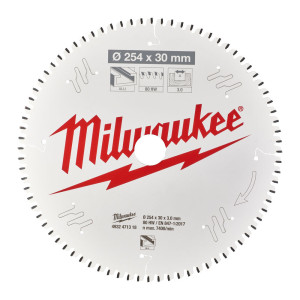 Диск пиляльний по алюмінію Alu PFTE MILWAUKEE, діаметр 254/30мм, 80 зуб.