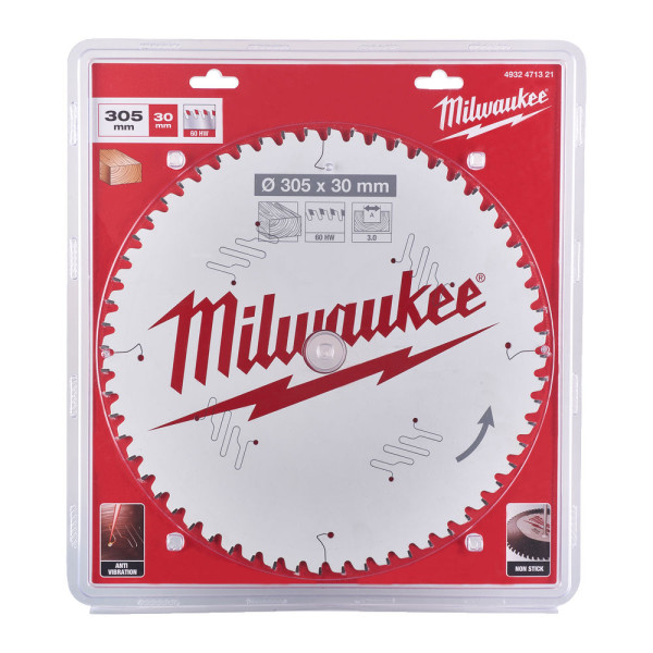 Диск пиляльний по дереву для торцювальних пил PFTE MILWAUKEE, діаметр 305х30х3,0мм, 60 зуб.