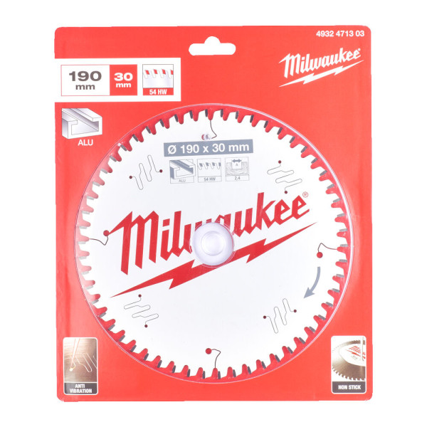 Диск пиляльний по алюмінію Alu PFTE MILWAUKEE, діаметр 190х30х2,4мм, 54 зуб. Диск пиляльний по алюмінію Alu PFTE MILWAUKEE, діаметр 190х30х2,4мм, 54 зуб.