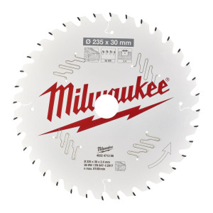 Диск пиляльний по дереву PFTE MILWAUKEE, діаметр 235х30х2,4мм, 36 зуб.