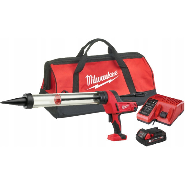 Пістолет для герметиків акумуляторний MILWAUKEE, C18 PCG/600T-201B, 600мл (зарядний пристрій М12-18 С, 1 акумулятор М18 В 2Аг, п