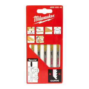 Полотна для лобзиків Curve MILWAUKEE, 75х2,5мм, (5шт), (деревина, фігурний різ)