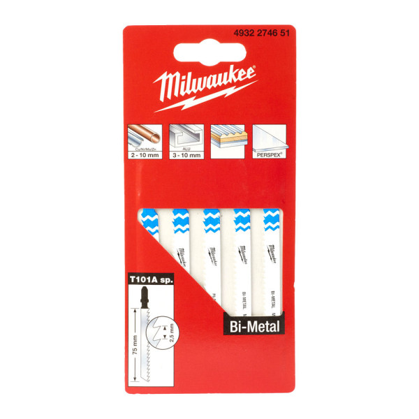 Полотна для лобзиків T101A Bi-Metal MILWAUKEE, 75х2,5мм, (5шт), (універсальні) Полотна для лобзиків T101A Bi-Metal MILWAUKEE, 75х2,5мм, (5шт), (універсальні)