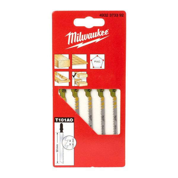 Полотна для лобзиків T101AO MILWAUKEE, 50х1,35мм, (5шт), (фігурний різ, деревина) Полотна для лобзиків T101AO MILWAUKEE, 50х1,35мм, (5шт), (фігурний різ, деревина)