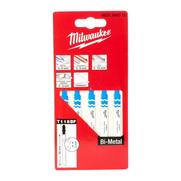 Полотна для лобзиків T118BF Bi-Metal MILWAUKEE MILWAUKEE, 55х,0мм,(5шт), (універсальні) Полотна для лобзиків T118BF Bi-Metal MILWAUKEE MILWAUKEE, 55х,0мм,(5шт), (універсальні)