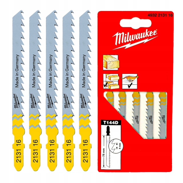 Полотна для лобзиків T144D MILWAUKEE, 75х4,0мм, (5шт), (деревина, швидкий різ) Полотна для лобзиків T144D MILWAUKEE, 75х4,0мм, (5шт), (деревина, швидкий різ)