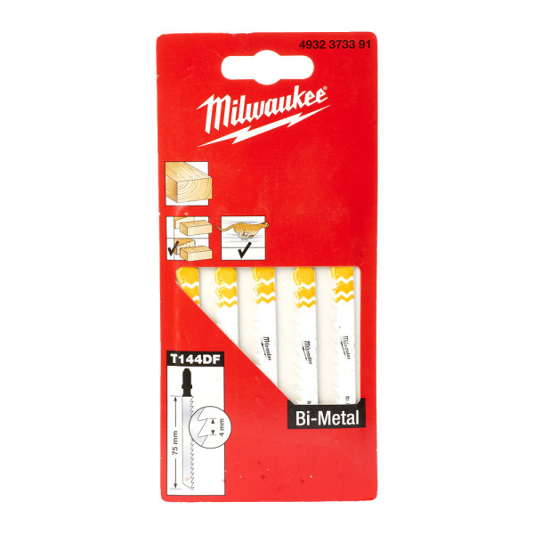 Полотна для лобзиків T144DF Bi-Metal MILWAUKEE, 75х4,0мм, (5шт), (деревина, швидкий різ) Полотна для лобзиків T144DF Bi-Metal MILWAUKEE, 75х4,0мм, (5шт), (деревина, швидкий різ)