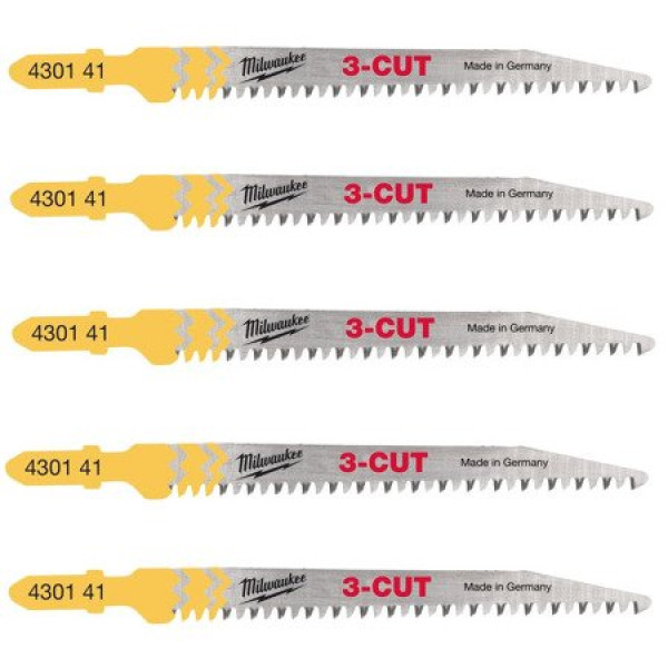 Полотна для лобзиків T234X 3CUT MILWAUKEE, 91х2,5 мм , (5шт), (деревина, чистий різ)